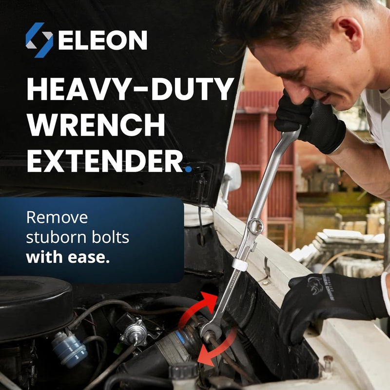 Eleon Rhino Wrench Extender Tool Bar - Extra-Long 15 Inch Wrench Extension for Maximum Leverage - Torque Multiplier with Non-Slip Gloves and Microfiber Towel - Solid Steel Tools (Extra Large) - Image 3